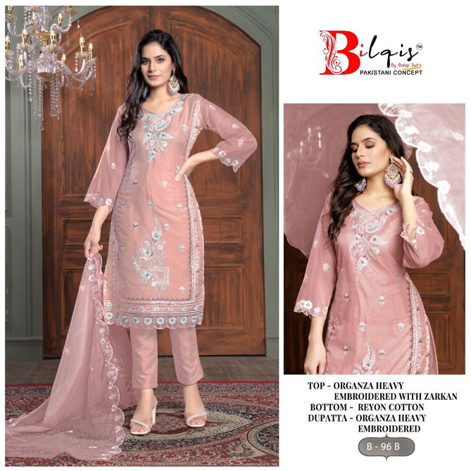 Bilqis B 96 A To D Organza Pakistani Suits Wholesale Price In Surat
